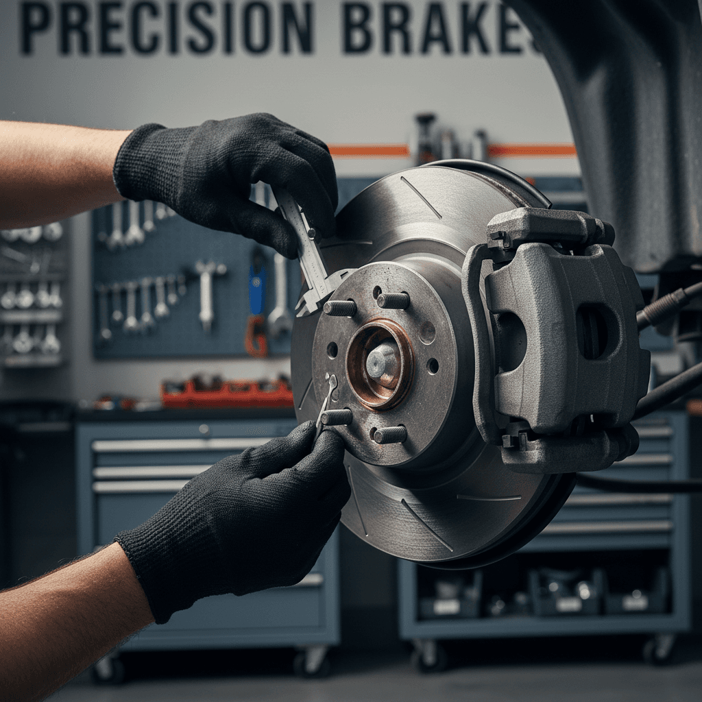 Brake system inspection on classic car