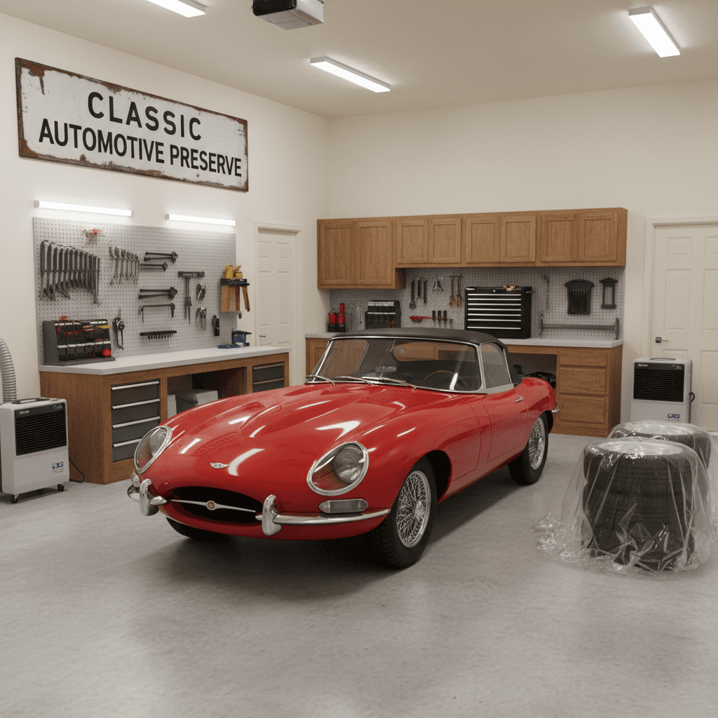 Classic car in secure storage conditions